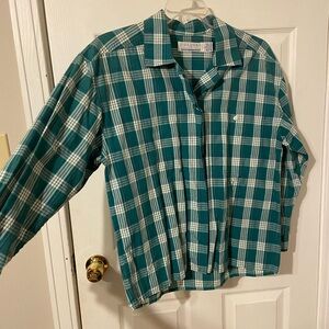 Alexander Julian Green and White Casual Button Down Shirt